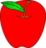 big red apple, illustration