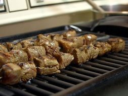 beef kebabs on the grill