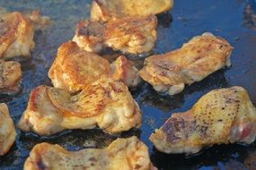 crispy grilled meat on a grill