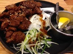 Delicious korean meat is on a plate
