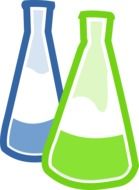 graphic image of blue and green flasks