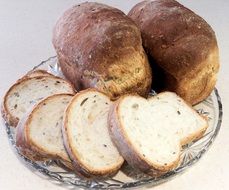 fresh flavored bread sliced ​​on a plate