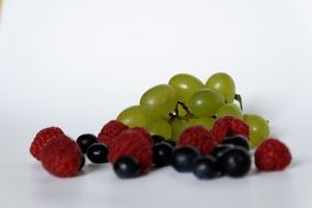 blueberries, raspberries and grapes