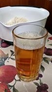 Beer in a glass on the table