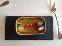 unusual presentation of a restaurant dish