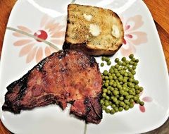 appetizing bbq garlic bread and pork