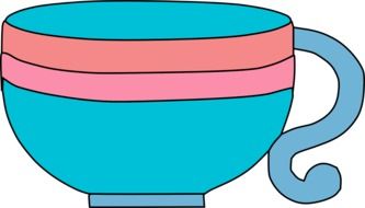 blue mug with pink details
