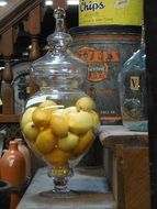 glass jar with fruit