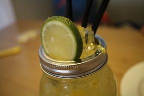 Drinking fruit lemonade