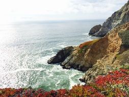 panorama of wild rocky cliff