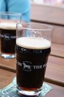 a glass of alcoholic beer branded Guinness