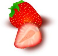 graphic image of bright strawberries in the cut