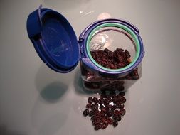 raisins in a transparent jar