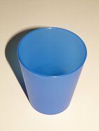 blue glass on a white table