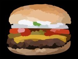 tasty and fresh hamburger, drawing