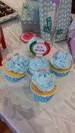 cupcakes with blue cream topping