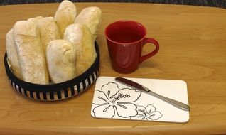 buns and cup of coffee for breakfast