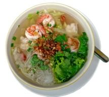 Asian soup with seafood and vegetables