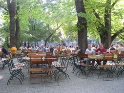 beer garden in Munich in summer