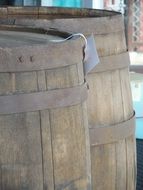 old wooden barrels for drinks