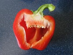 Cut in two red paprika pepper