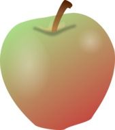 drawing of a big red and green apple