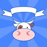 cow head on blue back cartoon