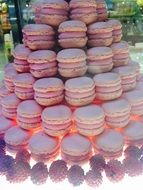 many pink macaroons as decorations
