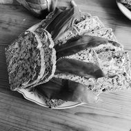 monochrome picture of whole wheat bread for picnic