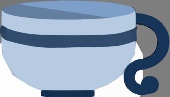 big blue tea cup as a graphic image