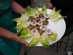 vegetarian dish with chicory on a white plate