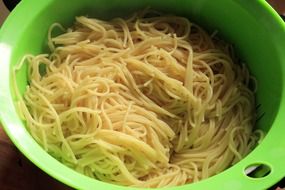 noodles in a strainer