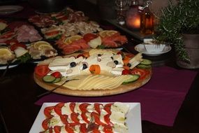 Different breakfast plates on the table
