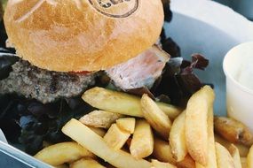 hamburger and french fries