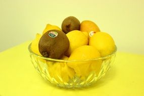 lemon and kiwi on the plate