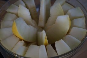 melon slices stacked in a circle