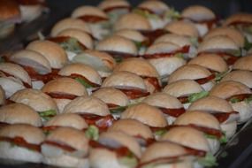 miniature hamburgers with vegetables