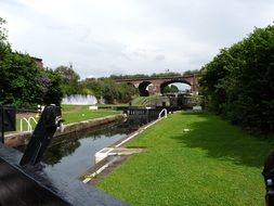 landscape of water channel and bridge