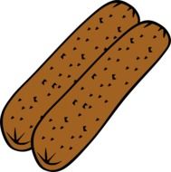 two brown sausages, illustration