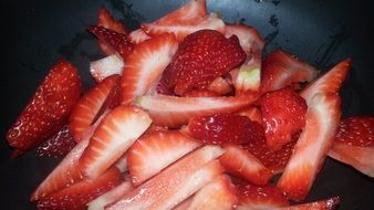 sliced strawberries for fruit salad