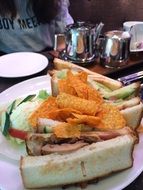 appetizing coffee and sandwiches
