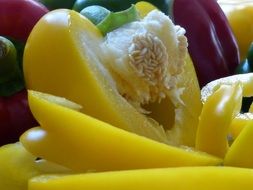 macro photo yellow paprika vegetables