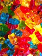 lot of colorful gummy bears, background