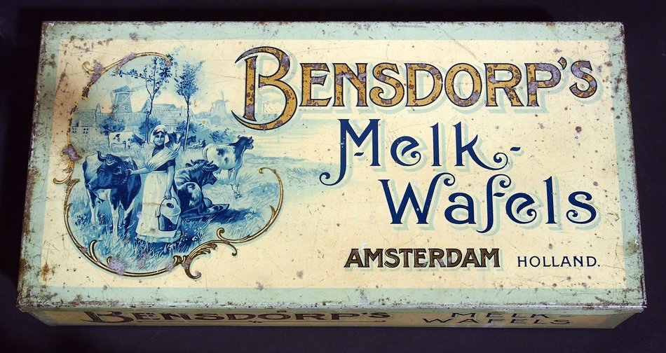 vintage packaging of milk waffles