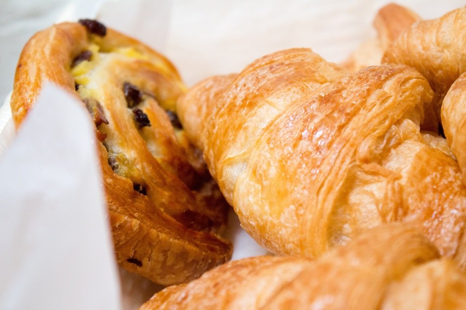 dainty croissants and pastry with raisins