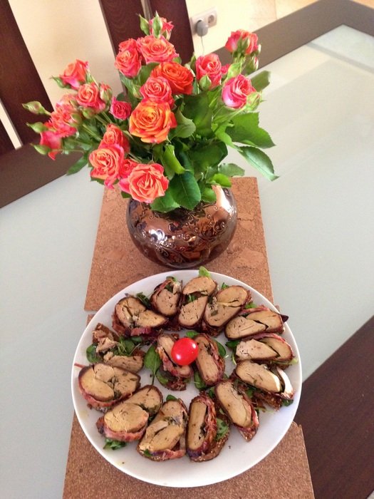 Roses near the food