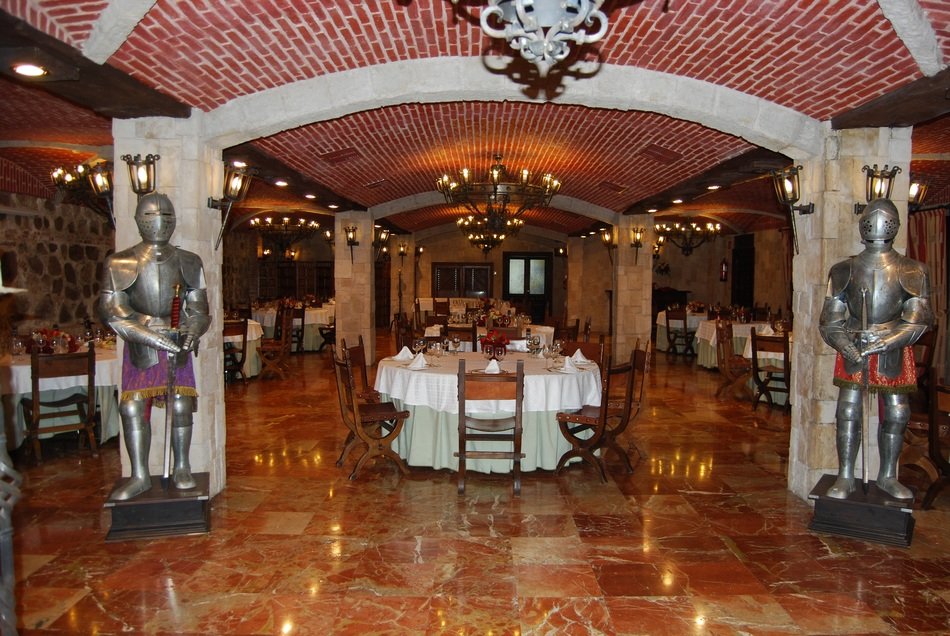 iron knights in the restaurant hall