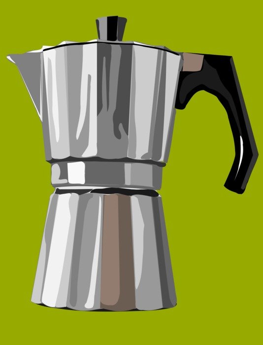 graphic image of aluminum coffee maker