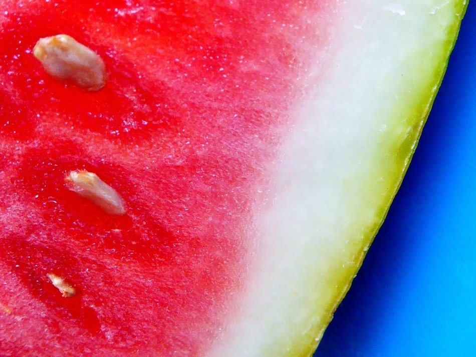 Pink watermelon with white seeds in the section