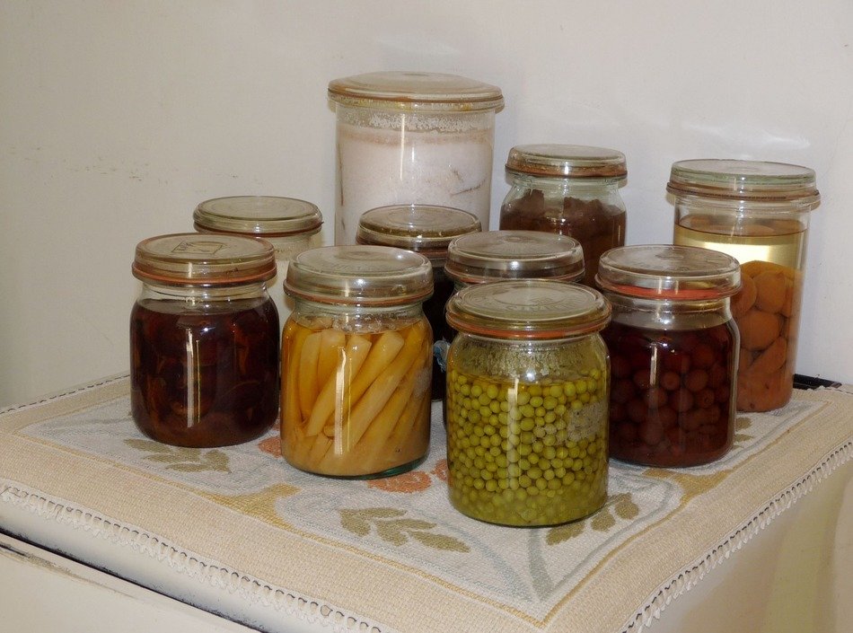 glass jars with canned food